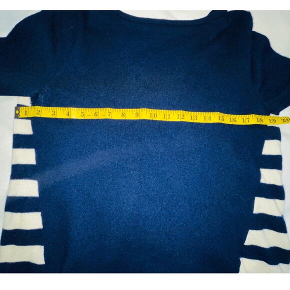 Nordstrom Collection 100%‎ Cashmere Sweater - Navy/White Stripe - Women's Size M - Picture 6 of 8